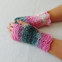 Lumby - kézmelegítő (S-M) / Puha, elegáns, horgolt csipkemintás kézmelegítő / ujjatlan kesztyű