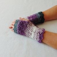 Vernon - kézmelegítő (S-M) / Puha, elegáns, horgolt csipkemintás kézmelegítő / ujjatlan kesztyű