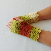 Yale - kézmelegítő (S-M) / Puha, elegáns, horgolt csipkemintás kézmelegítő / ujjatlan kesztyű