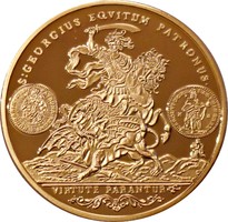 Magyar aranyóriások sorozat - III. Károly arany Szent György érme 1738 UV
