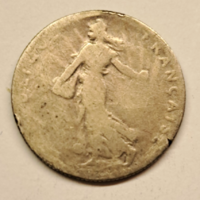 1900. ezüst Franciaország 50 Centimes pénz érme (1173)