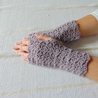 Dete - kézmelegítő (S-M) / Puha, elegáns, horgolt csipkemintás kézmelegítő / ujjatlan kesztyű