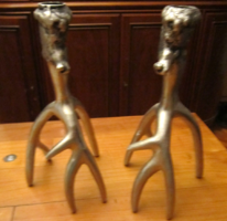 Designer agancs  fém gyertyatartó pár szarvas