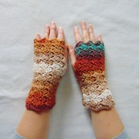 Jinja- kézmelegítő (S-M) / Puha, elegáns, horgolt csipkemintás kézmelegítő / ujjatlan kesztyű