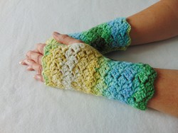 Mare 02 - kézmelegítő (S-M) / Puha, elegáns, horgolt csipkemintás kézmelegítő / ujjatlan kesztyű