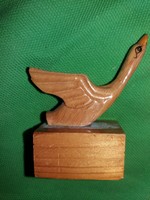 Vintage kézzel faragott festett lakkozott vadkacsa állatfigurás.ceruzahegyező 6 x 5 cm képek szerint