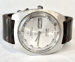 Ricoh automata japán acéltokos karóra, vastag kézzel vart marhabôrszíjjal! Átmérő 36,35 mm Pontos