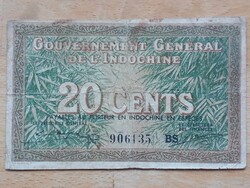 Francia Indokína 20 cent 1939