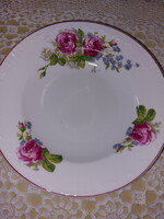 Gyöngyös szélű, rózsás, gyönyörű porcelán fali tányér