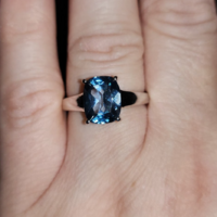 • Meseszép  London blue sky kék topáz drágaköves ezüst gyűrű 14K aranyozott, 53as méret 925 jelzett