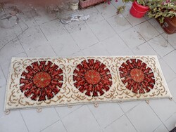 Retro gyapjú iparművészeti kézi szőnyeg hibátlan, vastag 180 x 57 cm - fali szőnyeg Abony