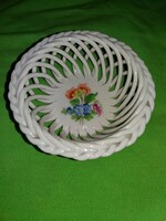 Antik HERENDI fonott virágos porcelán tálka átmérő 10 cm magasság 5 cm a képek szerint