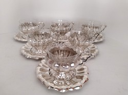 Silver 6-piece Coffee Cup Set with Glass Insert