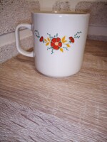 Lubiana (Lengyel) porcelán virágmintás bögre. 8,5 cm.  Hibátlan. Jelzett