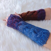 Cobden - kötött kézmelegítő (S-M) / Puha, elegáns, csavart mintás kötött ujjatlan kesztyű