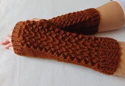 Gounin - kötött kézmelegítő (S-M) / Puha, elegáns, csipkemintás kötött ujjatlan kesztyű