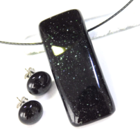 Fekete aventurin üvegékszer szett