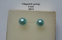 Világoskék kerek gömb gyöngy fülbevaló beszúrós