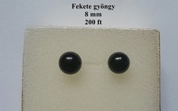Fekete kerek gömb gyöngy fülbevaló beszúrós