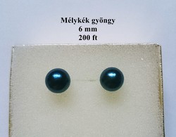 Mélykék kerek gömb gyöngy fülbevaló beszúrós