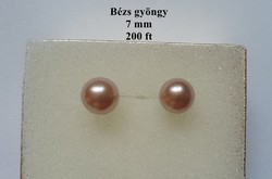 Bézs krém kerek gömb gyöngy fülbevaló beszúrós
