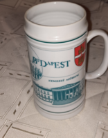 Hollóházi, porcelán korsó "Budapest"
