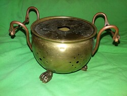 Antik OROSZLÁNKÖRMÖS réz melegentartó üst fedővel HIBÁTLAN 19 X 15 cm a képek szerint