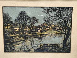 Mészáros Lajos Sály, 1925 - 1971, Szolnok : Zagyva , Rèzkarc/Linòmetszet