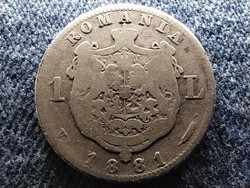 Románia I. Károly (1866-1914) .835 ezüst 1 Lej 1881 V