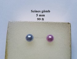 Színes kerek gömb 5 mm gyöngy fülbevaló beszúrós