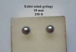 Ezüst színű kerek gömb gyöngy fülbevaló beszúrós
