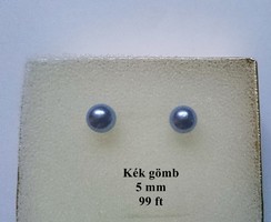 Kék kerek gömb 5 mm gyöngy fülbevaló beszúrós