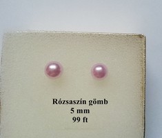 Rózsaszín kerek gömb 5 mm gyöngy fülbevaló beszúrós
