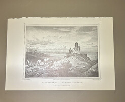 Világosvár, Erdély - Hunfalvy - Rohbock acélmetszet, reprint