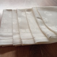 6 db damaszt szalvéta, új, hófehér,  31 x 31 cm