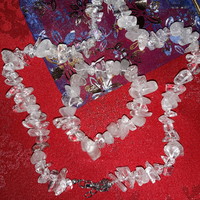 Nagyszemű hegyikristály ásvány szett díszcsomagolásban, lánc+ karkötő ásvány ékszer, kristály ékszer