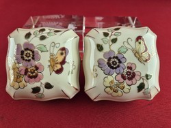 Zsolnay pillangó mintás 7,5 x 7,5 cm-es bonbonier