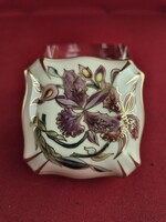 Zsolnay különleges virág mintás 7,5 x 7,5 cm-es bonbonier