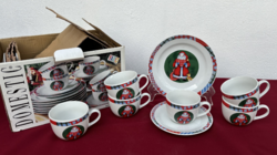 Gyönyörű jelenetes Mikulás  18 részes karácsonyi trió szett teáscsésze csészealj süteményes tányér