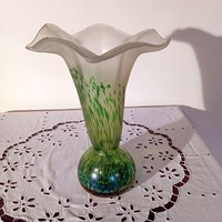 Nagyon ritka! Horváth Márton: "Virág" váza, színbeágyazásos, irizált váza hibátlan példány!