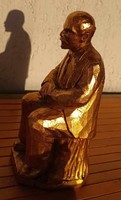 Aranyozott faragott fa Lenin szobor - faszobor