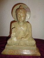 Buddha  alabástromból  szépen kifaragva , hibátlan , nehéz szobor  19 cm  ,kézi munka , nem öntött