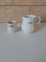 Névfeliratos Kőporc  hasas bögrék együtt