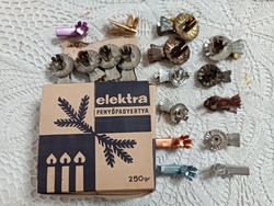 Antik Elektra fenyőfagyertya, antik karácsonyfadísz fém csipeszekkel egyben vagy külön, alkuképes