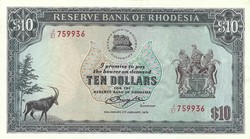 10 dollár dollars 1979.01.02.  Vj. Zimbabwe madár Rhodézia Rhodesia Ritka. 2. Gyönyörű
