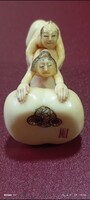 Antik Japán csont netsuke   faragás, jelzett