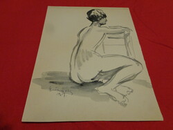 Nude, ink, signed, on A4 sheet