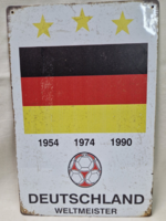 Fém DEUTSCHLAND WELTMEISTER feliratú tábla hibátlan állapotban