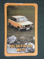 Kártyanaptár,Merkur autókereskedelmi vállalat,Budapest,Polski Fiat 125/MR 75,1978,   (8)  -sérült-