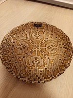 Kézzel készített arany színű desszert tányér a keleti kultúràból,22 cm átmérőjű